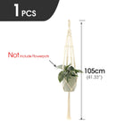 support plante suspendue macramé blanc fait main décoration jardin intérieur boho corde coton