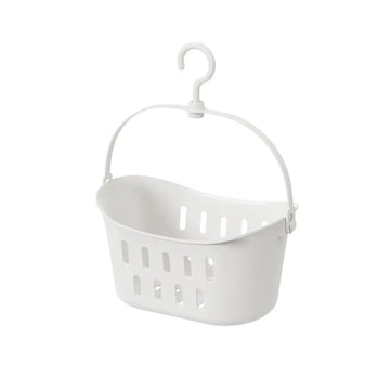 panier suspendu blanc perforé moderne organisateur salle bain rangement sous douche éponge pinces articles