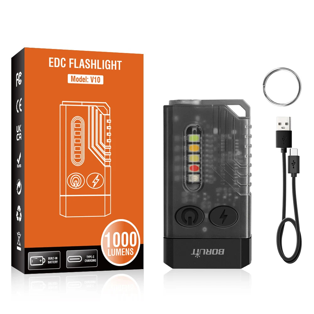 lampe poche rechargeable multi mode uv led alarme sonore porte clés camping