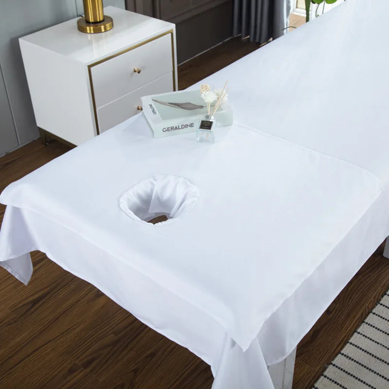 serviette tête ensemble literie salon beauté couverture drap face trou blanc minimaliste spa simple