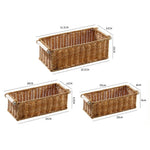 paniers rangement tressés marron poignées bois bohème organisation salle bain cuisine