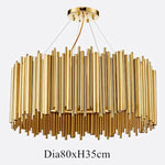 suspension lumineuse moderne dorée tubes horizontaux acier inoxydable led 60w 110v 220v chambre salon