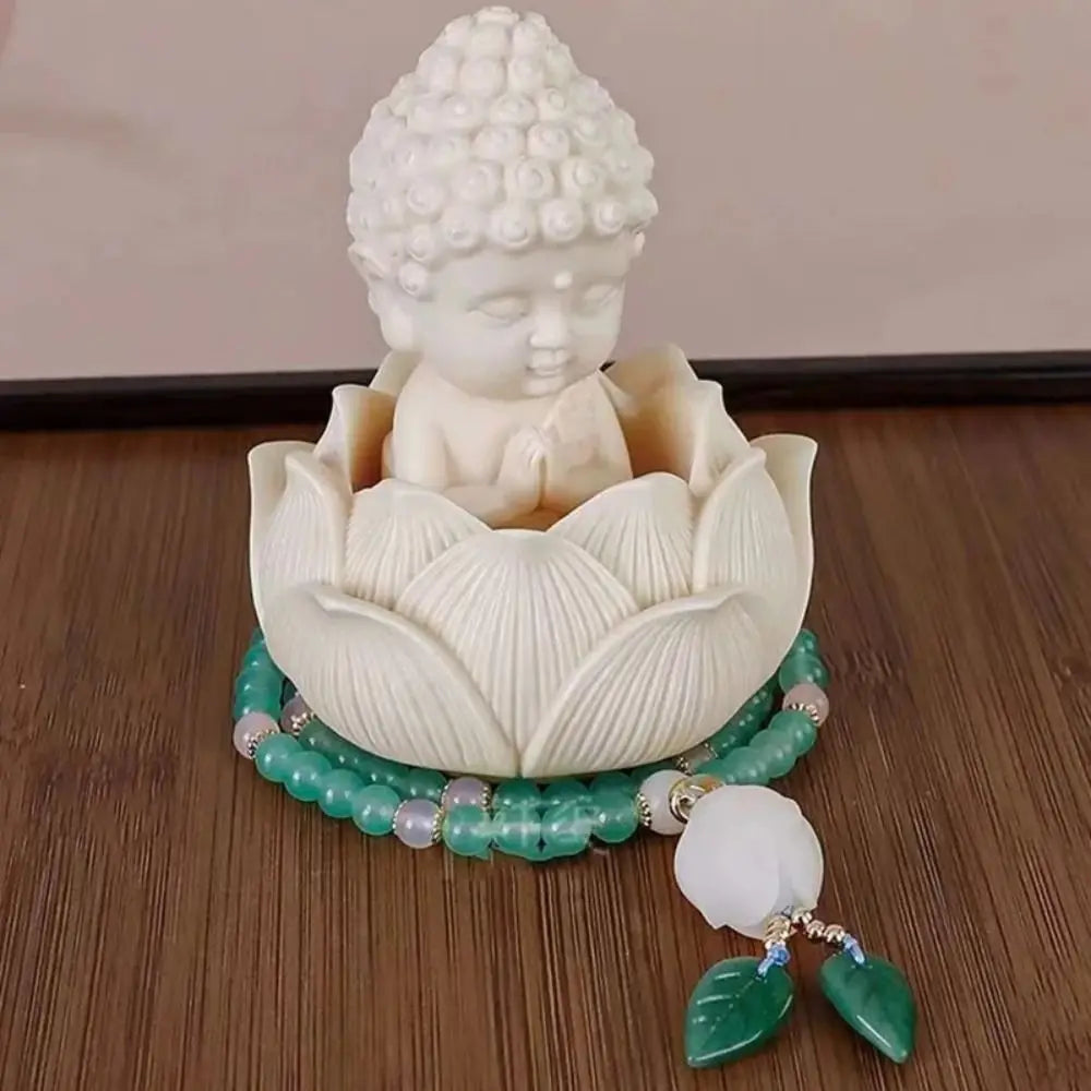 figurine bouddha blanc lotus zen décoration intérieure prière miniature résine