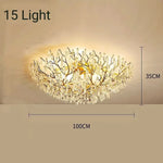 lampe moderne dorée transparentes branches élégantes LED 2000 82000 lumens 10 15 ampoules