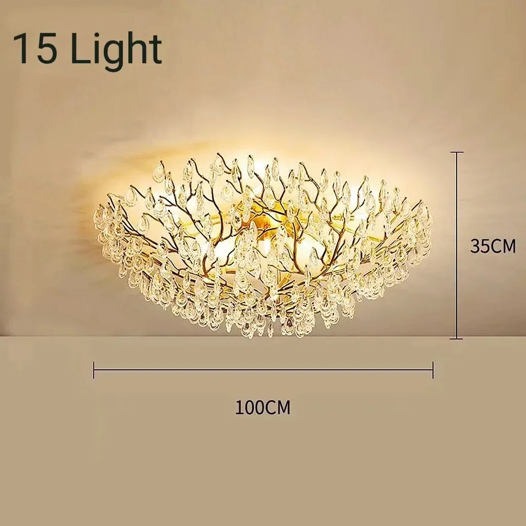 lampe moderne dorée transparentes branches élégantes LED 2000 82000 lumens 10 15 ampoules