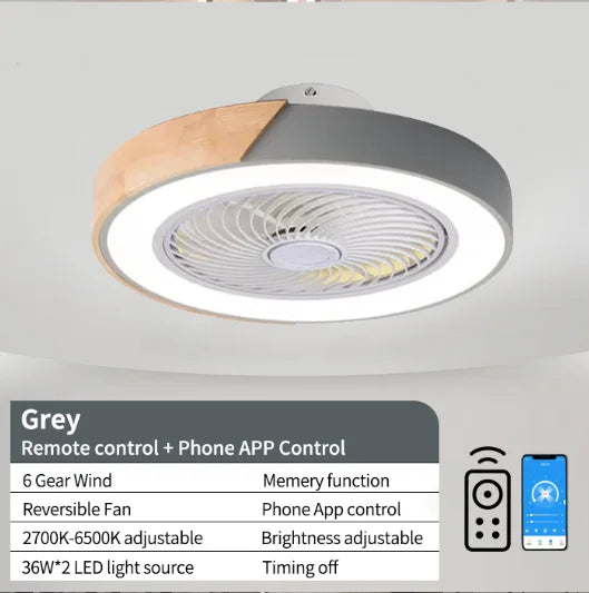 ventilateur led télécommande vitesses moderne blanc gris noir vert rose bleu