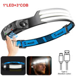 lampe frontale led cob rechargeable usb étanche camping pêche nuit