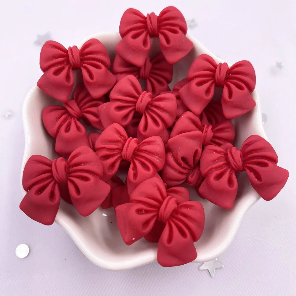 rubans forme noeud papillon résine colorée kawaii bleu rose orange rouge violet satiné 18mm