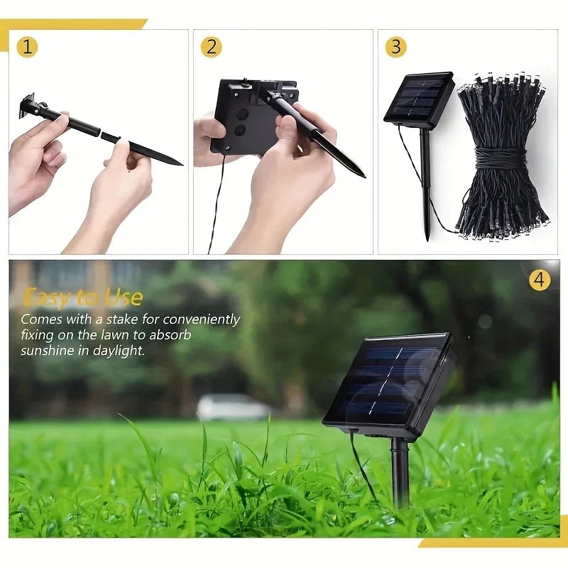 guirlande lumineuse solaire imperméable ip65 20 led jaunes modes facile sans câblage nécessaire