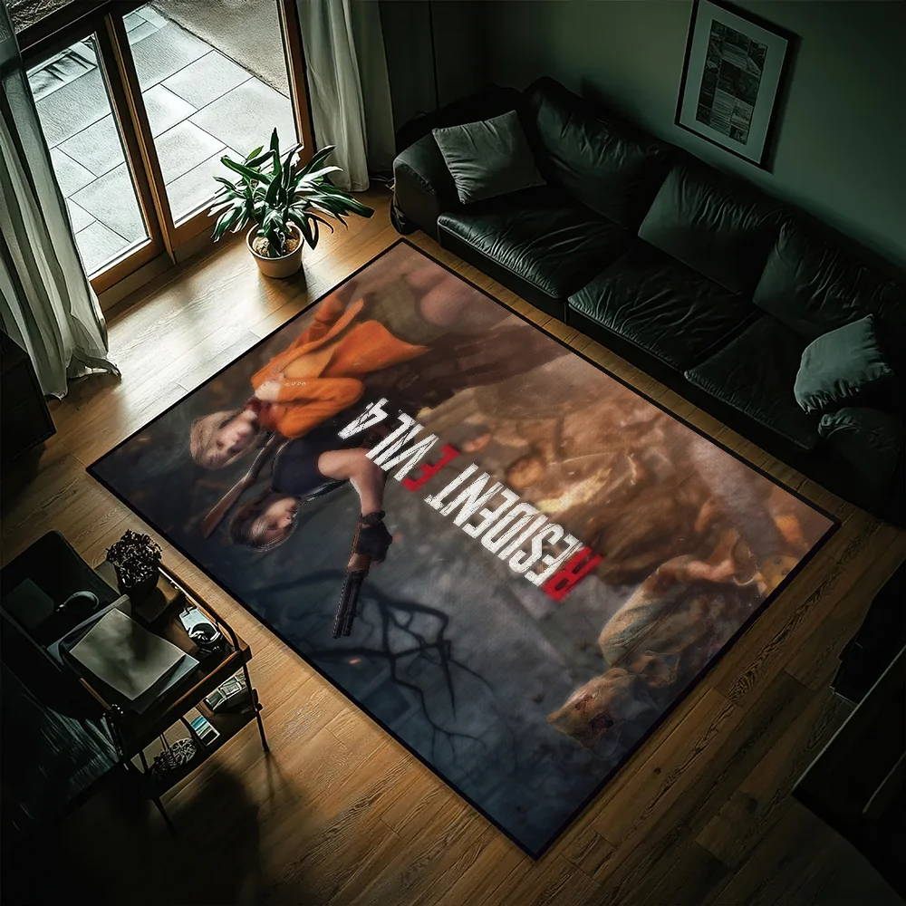 tapis resident evil multicolore antidérapant illustration post apocalyptique personnages armés