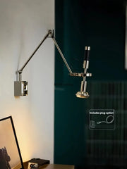 lampe murale articulée industriel métal argenté éclairage diffus fixations modernes