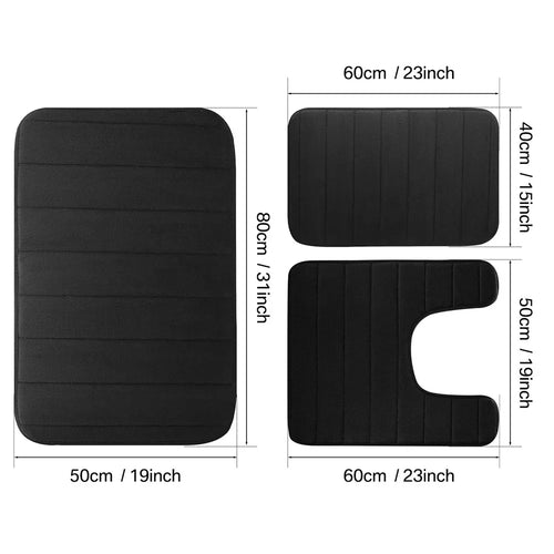 ensemble tapis bain chenille doux absorbant secage rapide motif rayures salle bain