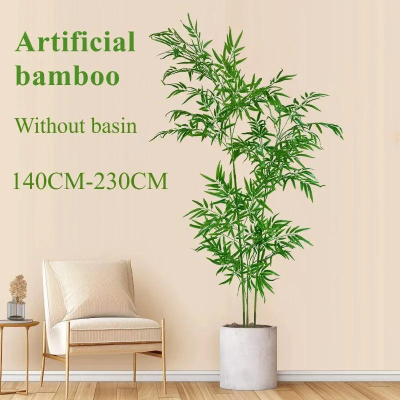 bambou artificiel vert feuilles fines moderne pot décoration extérieure plante verte grande taille sol