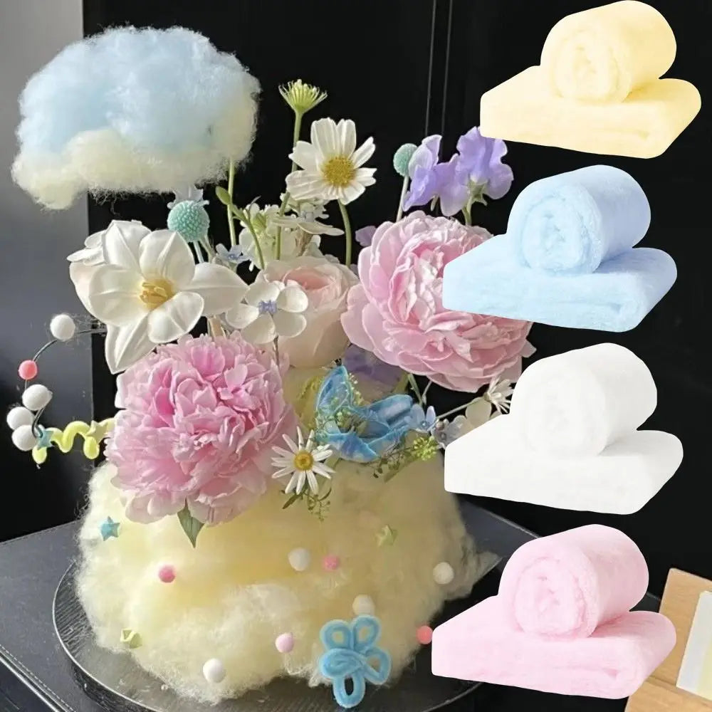 feuilles coton nuageux pelucheuses décoration festive blanches roses jaunes bleues douces 20x80cm