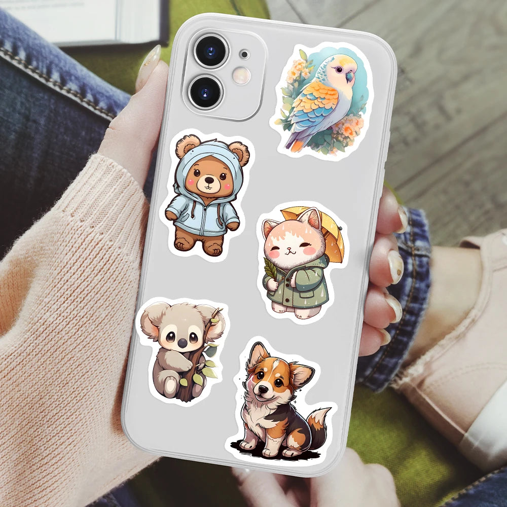 sticker dessin animé animal mignon moderne multi couleur adhésif décoration bricolage carnet bouteille ordinateur