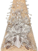 ruban décoratif luxueux fleurs relief strass couleur bleu clair rose beige violet gris élégant