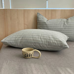 lot taies d'oreiller coton rayures rose clair modernes minimalistes douces lit maison