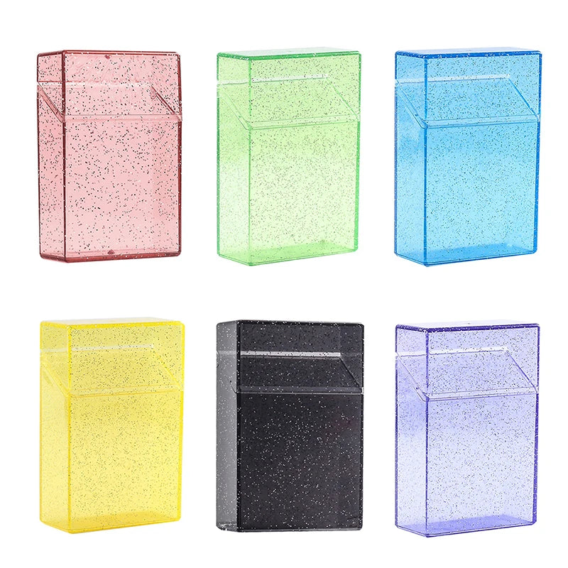 boîte cigarettes transparente paillettes moderne blanche rose verte bleue jauneviolette