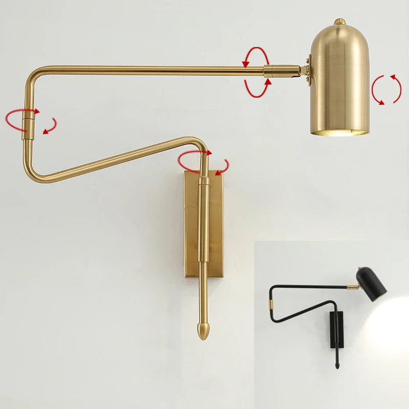 lampe murale or noir moderne scandinave articulée étude chambre entrée