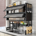 rangements vaisselle noir moderne adhésif assiettes bols cuillères ustensiles cuisine