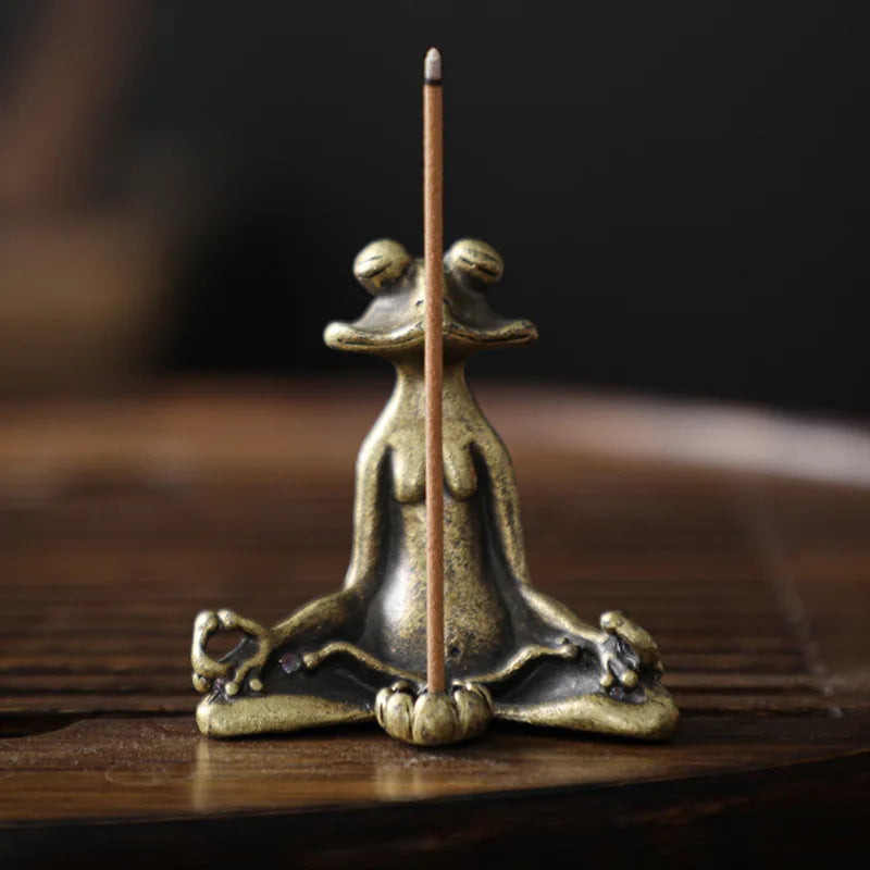 statuette grenouille bronze doré moderne support encens minimaliste ornement animal compagnie imitation antique