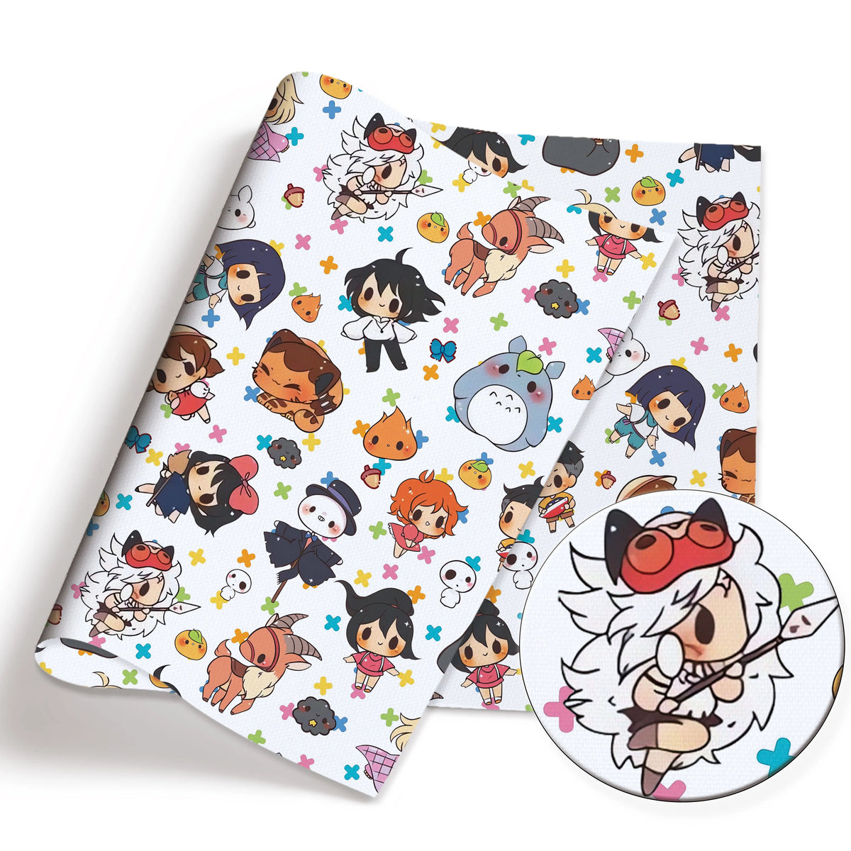 serviettes animées personnages floraux étoiles polyester coton beige noir blanc rose vert