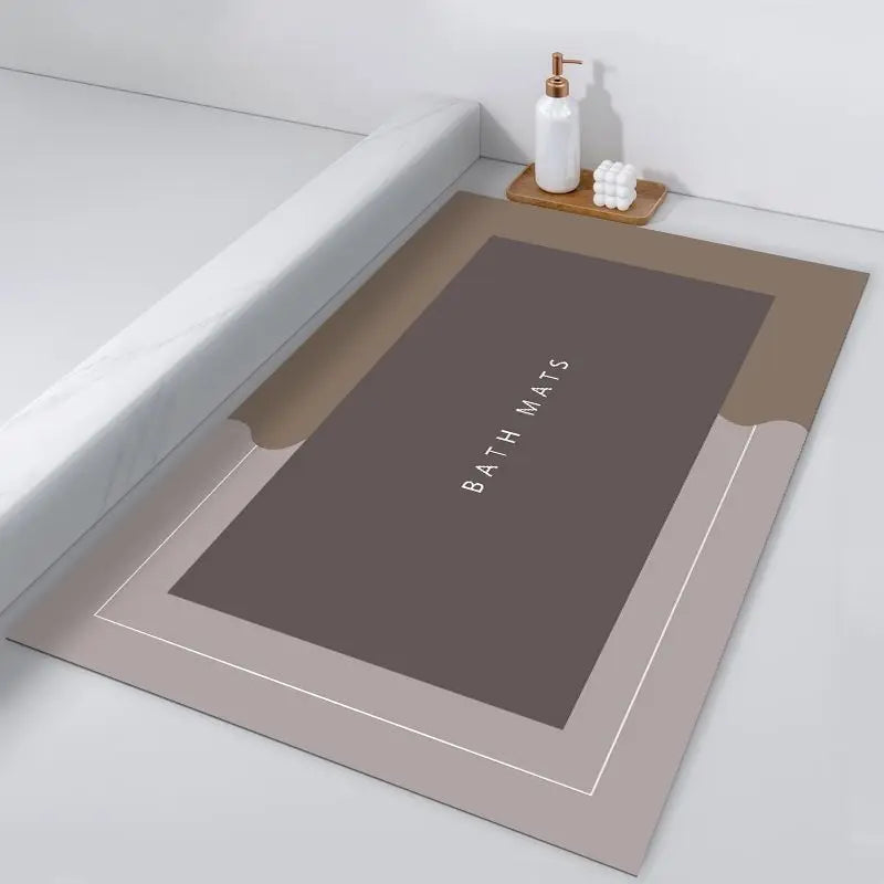 tapis bain gris vert moderne minimaliste lavable main machine usage maison salle bain
