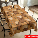 nappe marron rayures moderne cuisine table salon fêtes polyester réutilisable