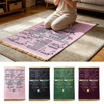 tapis prière violet noir graphique moderne antidérapant polyester éducatif bilingue symboles religieux usage maison