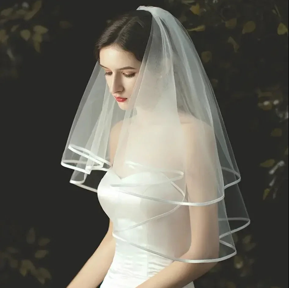 voile mariée blanc double couche tulle transparent clips peigne élégante classique légèrement opaque finement