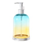 distributeur savon liquide transparent texturé moderne élégant noir bleu rose jaune pompe base dorée