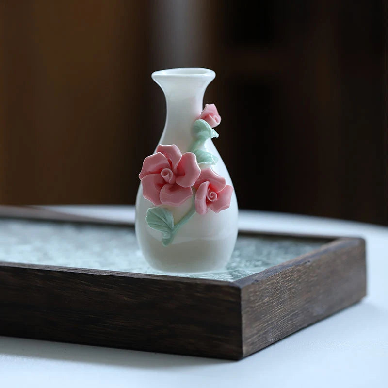 vases céramique artisanal poissons fleurs blanc bleu rouge vert