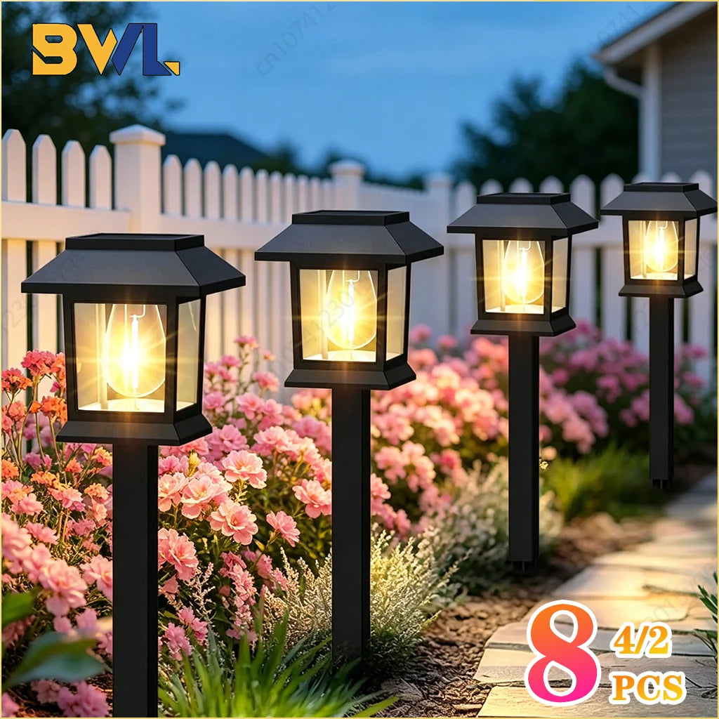 lampe solaire extérieure classique transparente noire autonome éclairage paysager jardin