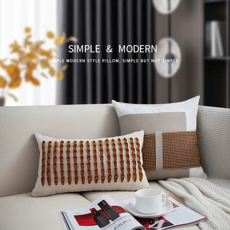 housse coussin carré orange motif géométrique moderne adhésif décoration intérieur