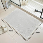 tapis bain beige clair gaufré antidérapant franges moderne dimensions 60x40cm