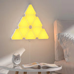 lampe led modulable hexagonale geometrique bleu blanc jaune contemporaine minimaliste fixee adhésive télécommande