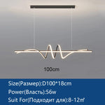 suspension lumineuse moderne minimaliste noir blanc doré ondulé réglable dimmable chambre salon étude