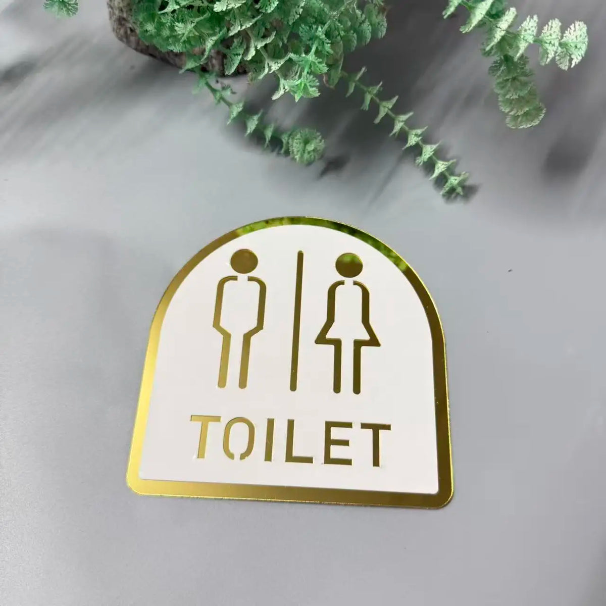 autocollant miroir toilette homme femme sticker wc blanc doré 12cm 12cm classique adhésif mural