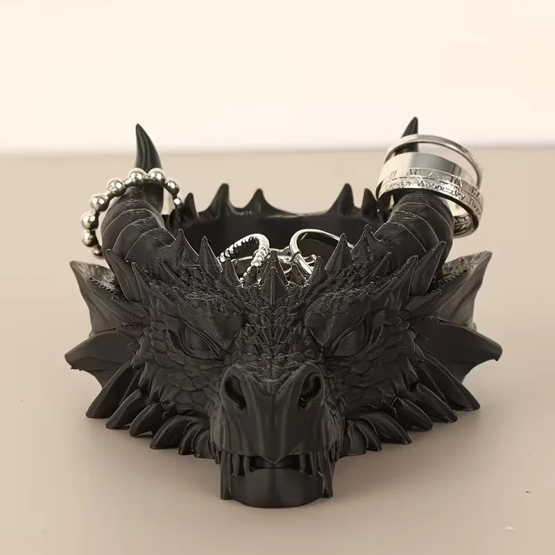 plateau rangement gothique tête dragon bijoux bague bracelet fantaisie decoratif noir echangable storage rack