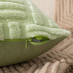 taies d'oreiller géométriques polyester modernes vert clair rose pâle beige olivine fixations glissière