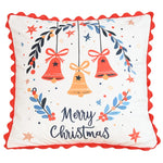 housse coussin patchwork noël blanc guirlande cloches branches baies étoiles décor maison festive 45x45cm