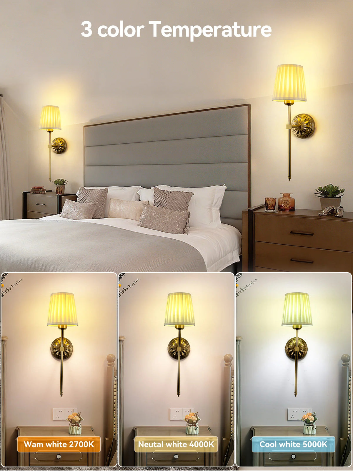 lampe murale or rechargeable télécommande éclairage rgb moderne chambre coucher