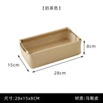 boîtes rangement cuir simili moderne minimaliste beige vert olive noir poignées métalliques