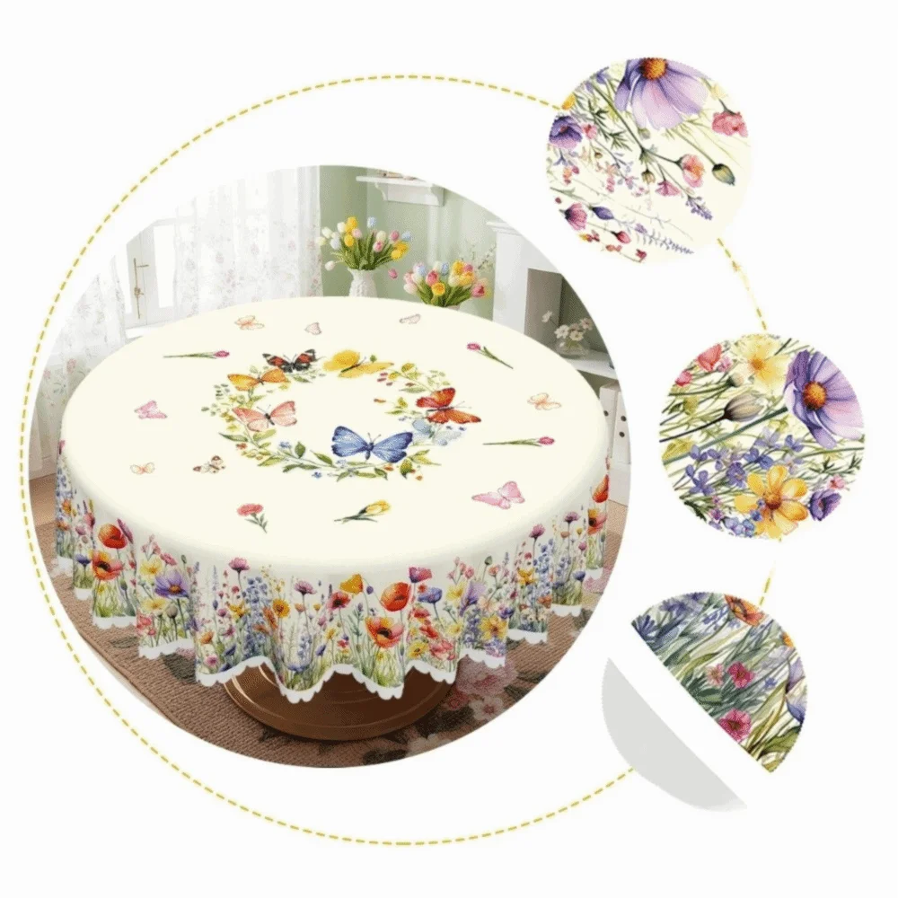 nappe table fleurs tournesols papillons motifs géométriques classique polyester festive