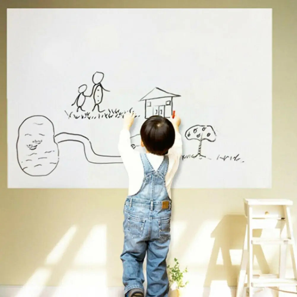 tableau blanc autocollant moderne adhésif 200cm 45cm opacité marqué blanc éducation graffiti