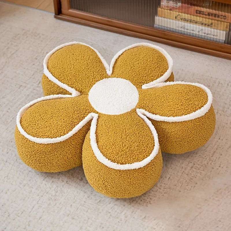 coussin sol fleurs orange rose beige blanc moderne confortable 50cm