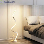 lampe sol led moderne spirale blanc noir contemporaine télécommande aluminium