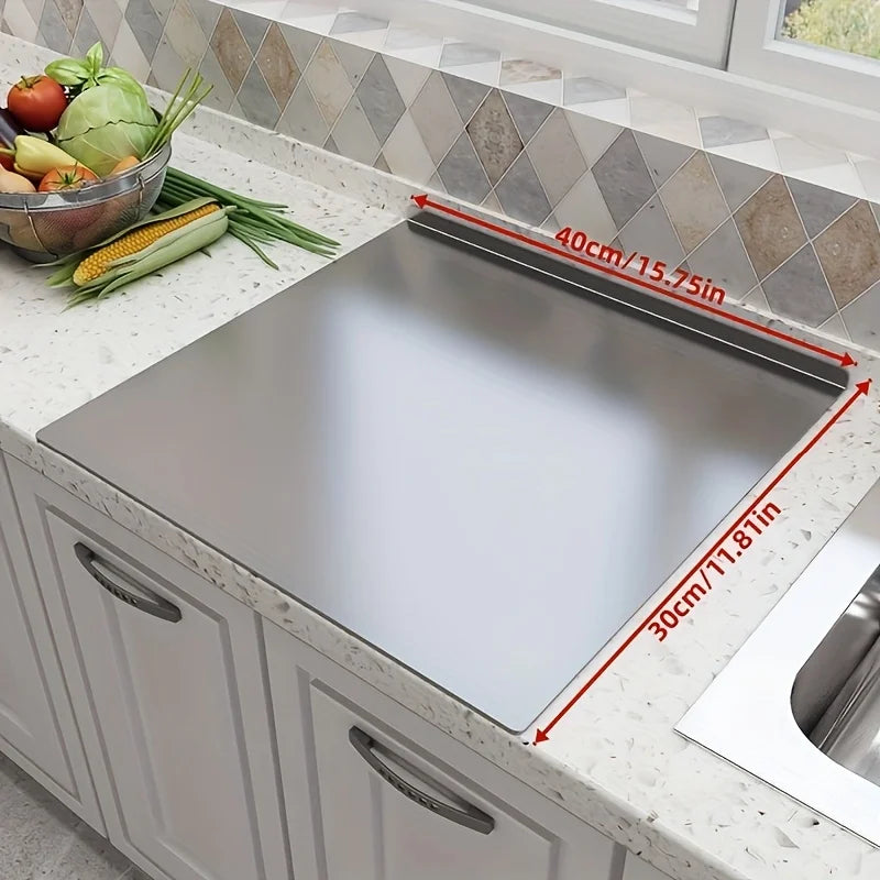 planche découper acier inoxydable antidérapante facile nettoyer sécurité moderne cuisine argenteux lisse