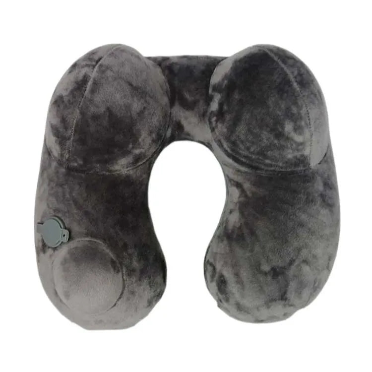 coussin voyage gris velours confortable portable boutons sac rangement shaped