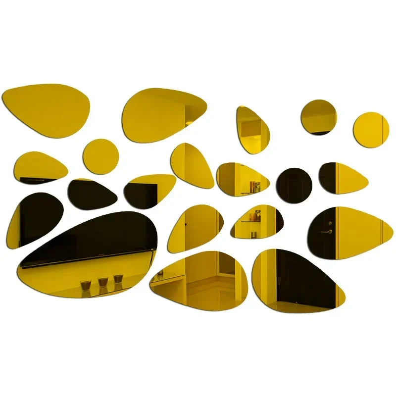 décoration murale moderne 20 pièces autocollants miroir formes ovales brillantes dorées maison